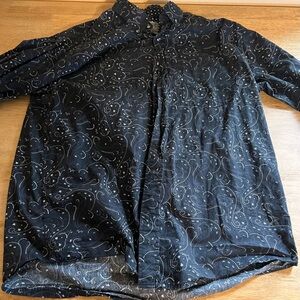 Panhandle Shirt Men's L Black Paisley 100% Cotton Long Sleeve Pearl Snap Western